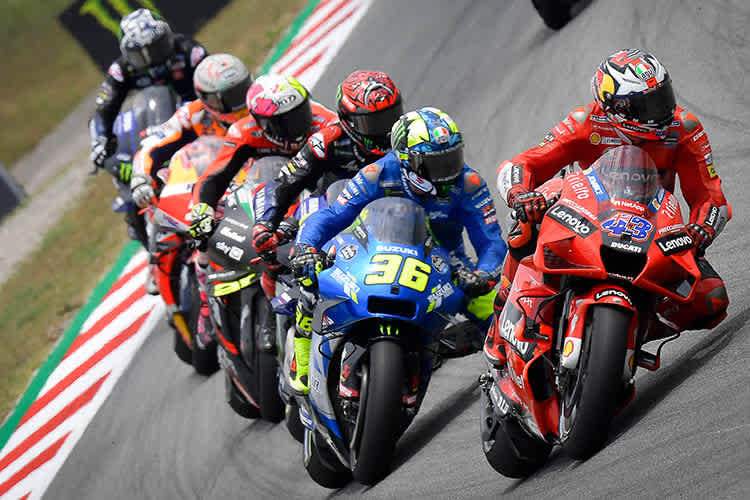 Catalunya-GP: Miller (43) vor Mir (36), Quartararo, Aleix Espargaró, Marc Márquez und Viñales auf der Jagd nach Oliveira (KTM)