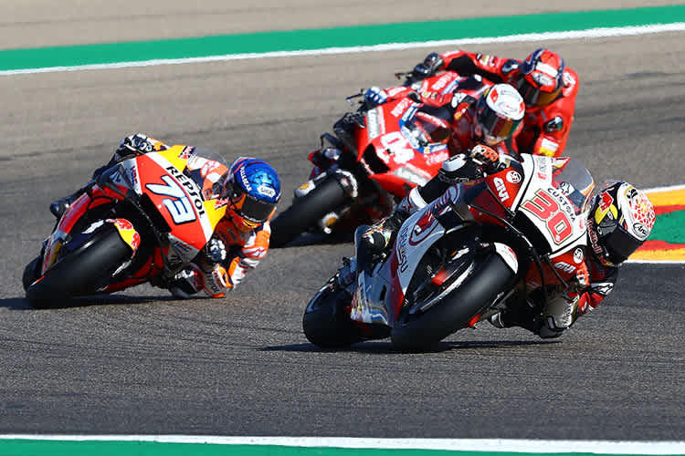 Spannende Fights: Nakagami (30) vor Alex Márquez, Dovizioso und Petrucci