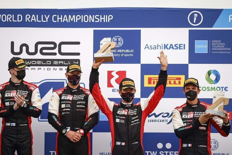 Sébastien Ogier und Julien Ingrassia auf dem Pode4st