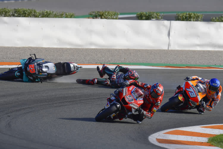 Fabio Quartararos Rennen in Valencia war vorzeitig zu Ende