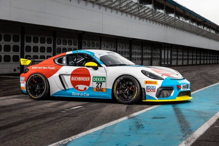 Der Porsche 718 Cayman GT4 vom Team Buchbinder Rent-a-Car