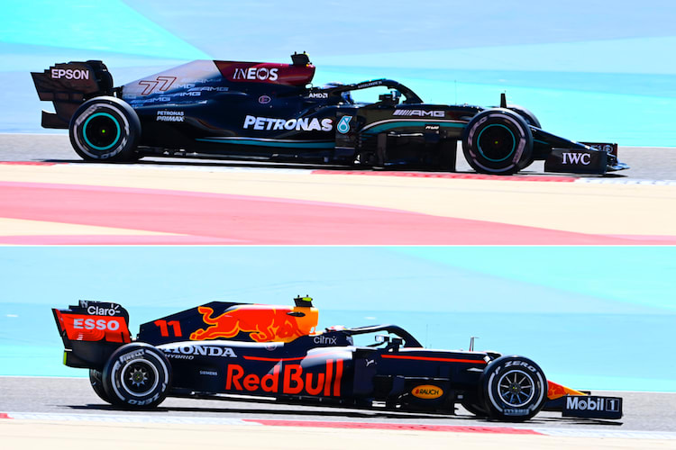 Mercedes W12 und Red Bull Racing RB16B: Unterschiedlicher Anstellwinkel
