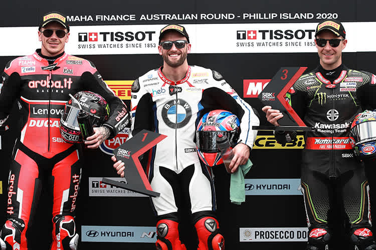 Die Top-3 des Australien-Qualifyings: Scott Redding, Tom Sykes und Johnny Rea (v.l.)