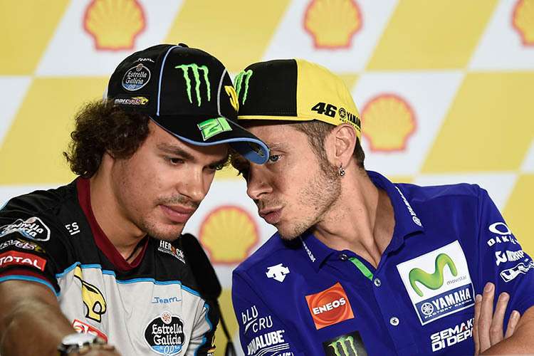 Franco Morbidelli 2017 (als Moto2-Weltmeister) mit Rossi