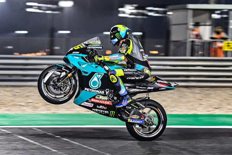 Valentino Rossi war nach Platz 9 zum Wheelie aufgelegt