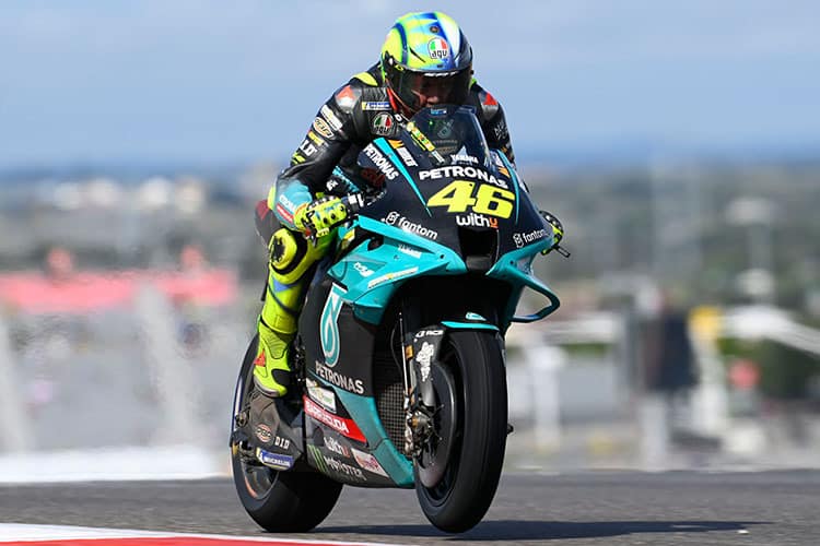 Rossi im FP1 heute mit Regenreifen unterwegs