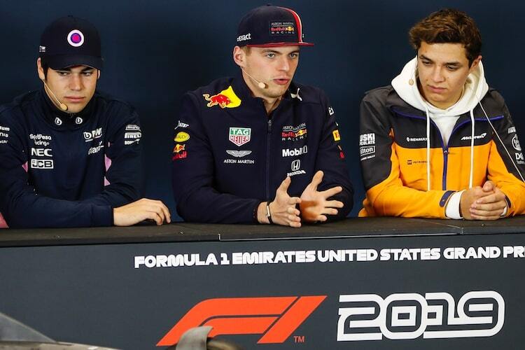 Lance Stroll, Max Verstappen und Lando Norris in Austin 2019