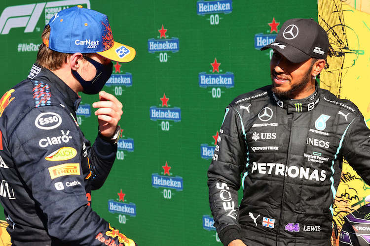 Max Verstappen und Lewis Hamilton