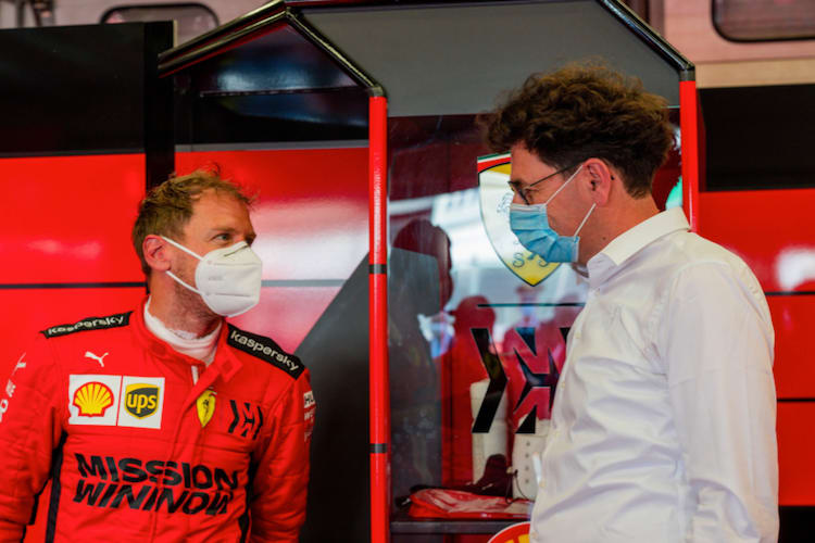 Sebastian Vettel mit Mattia Binotto
