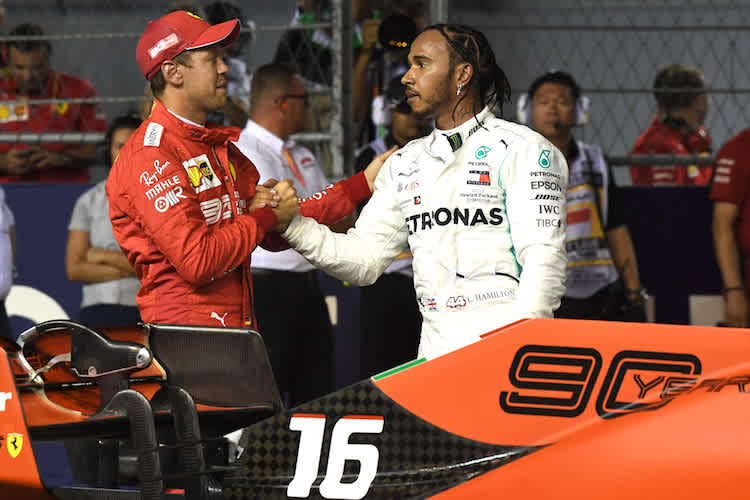 Sebastian Vettel und Lewis Hamilton in Singapur 2019