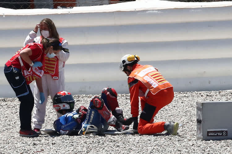 Alex Rins nach dem Crash am 5. Juni