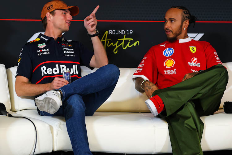 Max Verstappen und Lewis Hamilton