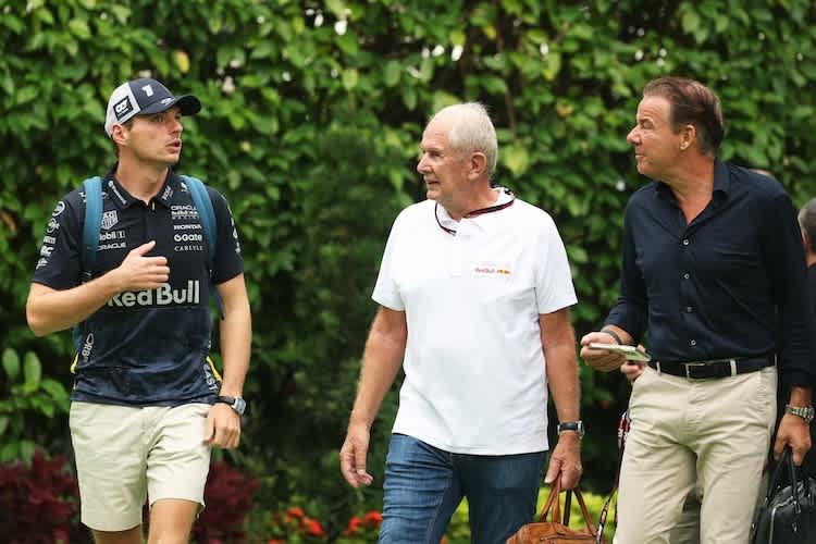 Max Verstappen, Dr. Helmut Marko und Verstappen-Manager Raymond Vermeulen