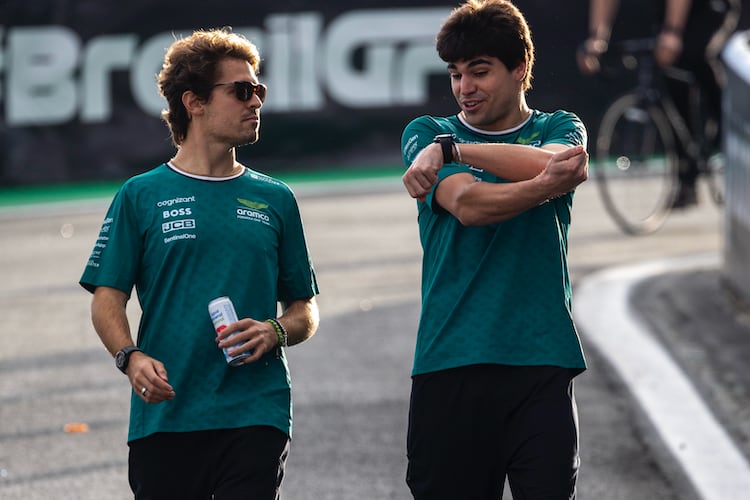 Felipe Drugovich und Lance Stroll 2024 in Interlagos