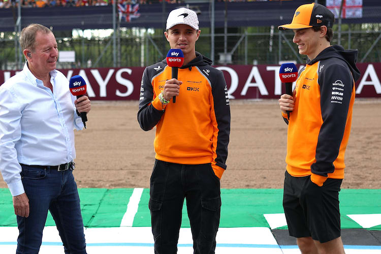 Martin Brundle mit Lando Norris und Oscar Piastri (hier in Silverstone)