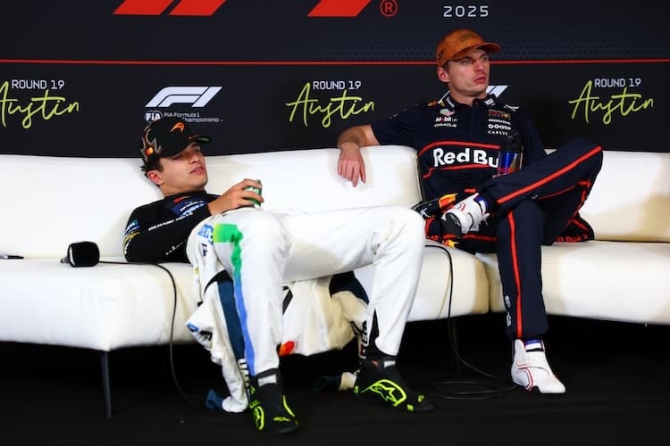 Lando Norris und Max Verstappen nach dem USA-GP
