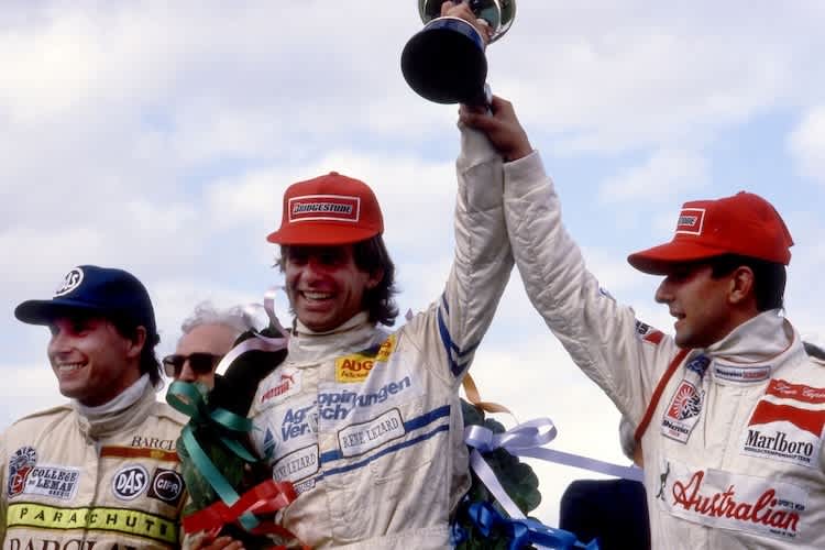 Christian Danner (Mitte) eroberte heute vor 40 Jahren den Formel-3000-Europameistertitel