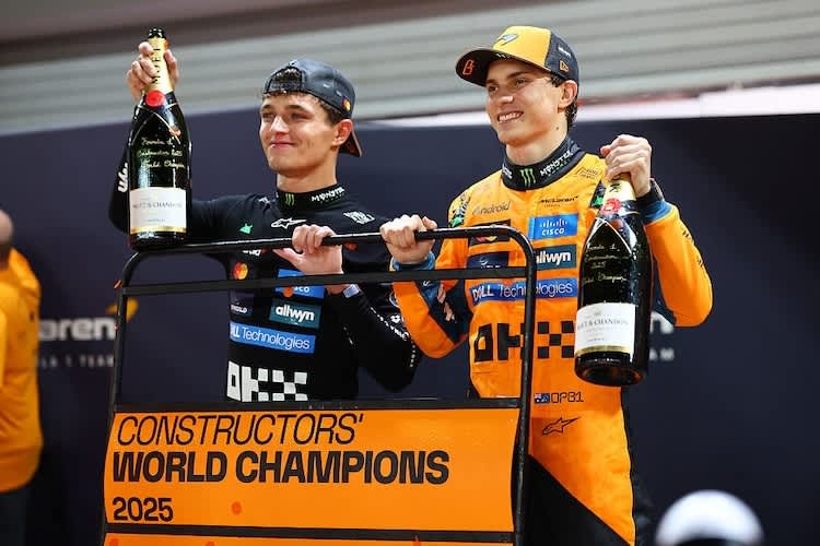 McLaren feierte in Singapur die Team-WM, doch intern brodelt es bei Lando Norris (l.) und Oscar Piastri