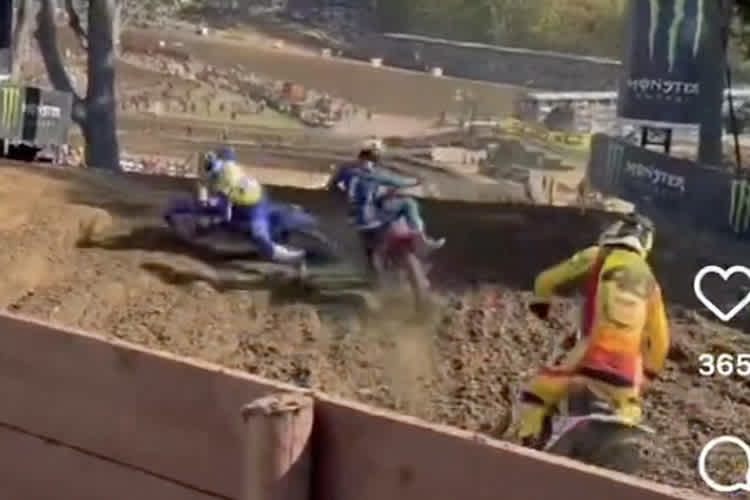 Jett Lawrence stürzte im dritten Lauf nach einer Kollision mit Isak Gifting