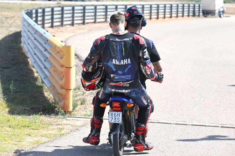 Fabio Quartararo: Die Spuren des Abflugs sind auf dem Leder deutlich zu sehen