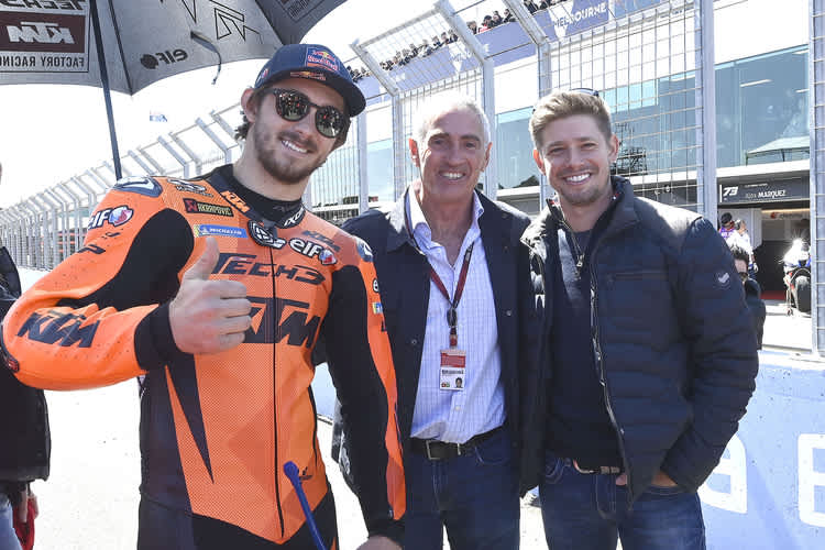 Acht WM-Titel in einem Bild: Gardner, Mick Doolan, Casey Stoner (vlnr)