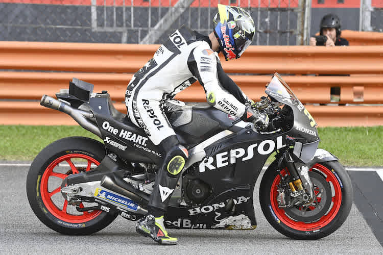 Joan Mir beim Startversuch mit seiner neuen Honda RC213V