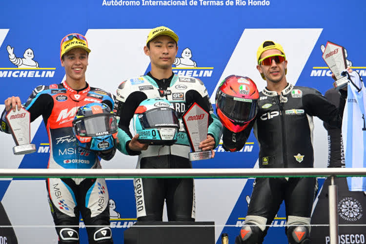 Die Top-3: Diogo Moreira, Tatsuki Suzuki und Andrea Migno