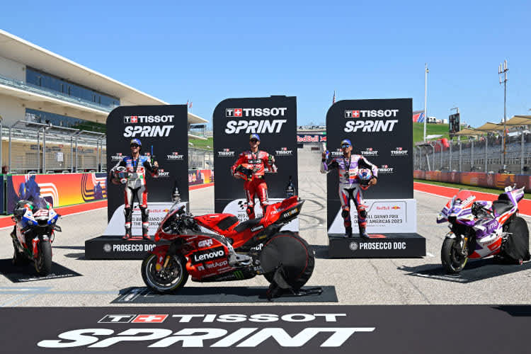 Das Sprint-Podium: Rins, Sieger Bagnaia und Martin