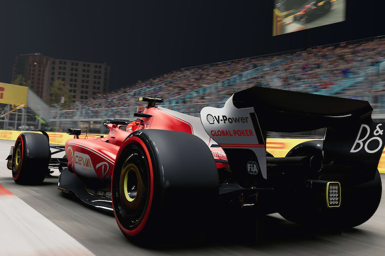 Action auf dem Las Vegas Strip Circuit, hier als Grafik von Ferrari