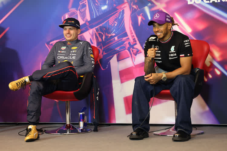 Max Verstappen und Lewis Hamilton
