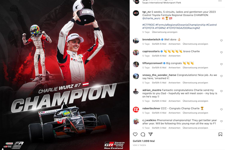 So feiert Toyota Gazoo Racing den Titel von Charlie Wurz