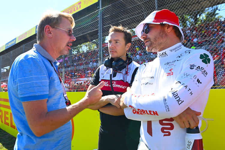 Mika Häkkinen vor dem Start zum Italien-GP mit Valtteri Bottas