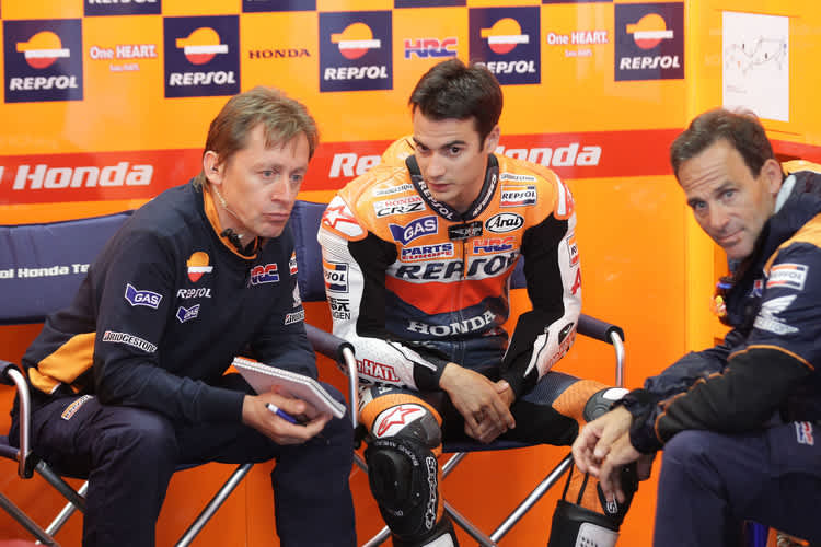 Alberto Puig (re.) war bis 2013 Manager von Dani Pedrosa, Mike Leitner (li.) agierte als Crew-Chief