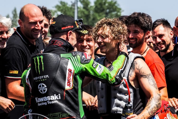 Jonathan Rea und Axel Bassani in Misano 2023