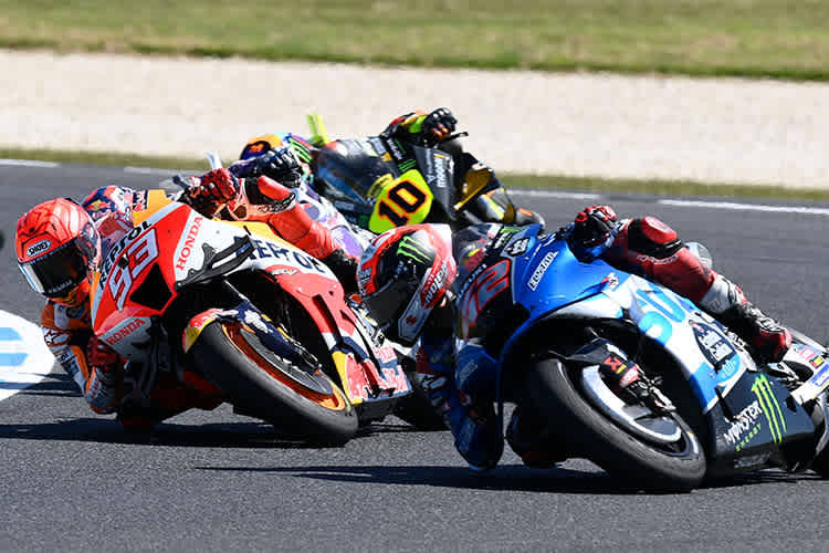 Harte Fights: Rins (42) gegen Márquez (93), dahinter Martin und Marini