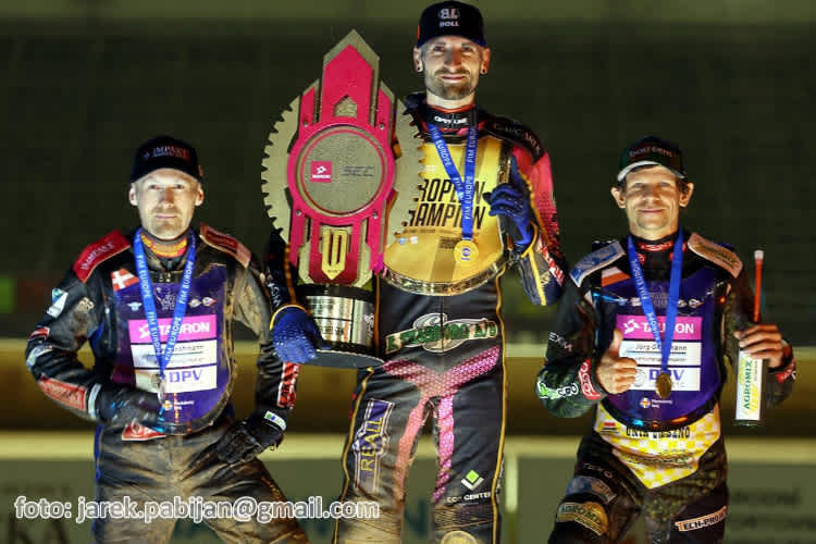 Die Top-3 der EM: Leon Madsen, Mikkel Michelsen und Janusz Kolodziej (v.l.)