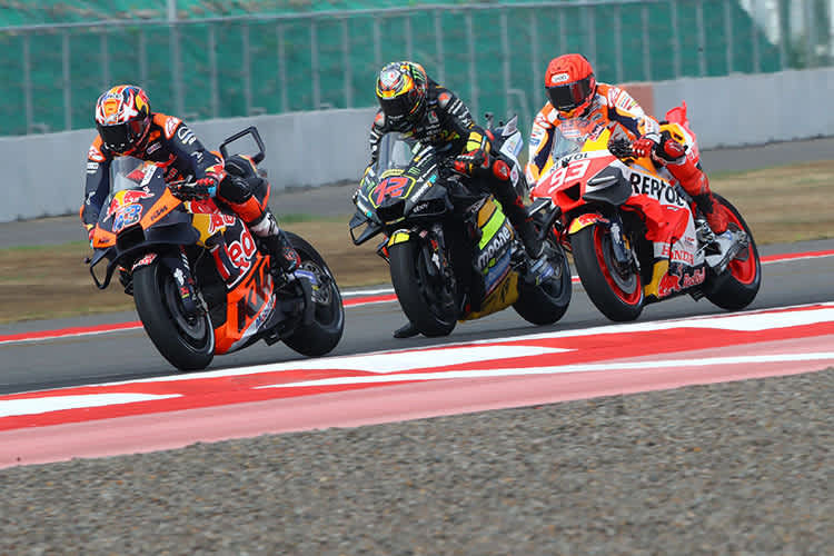 Im Rennen am Sonntag: Jack Miller (43) vor Bezzecchi und Marc Márquez