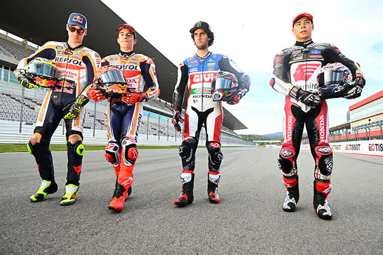 Das Honda-Quartett 2023: Joan Mir, Marc Márquez, Alex Rins und Taka Nakagami