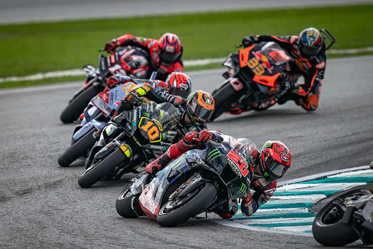 Im Rennen: Quartararo (20) vor Marini (10), Di Giannantonio, Viñales und Binder (33)