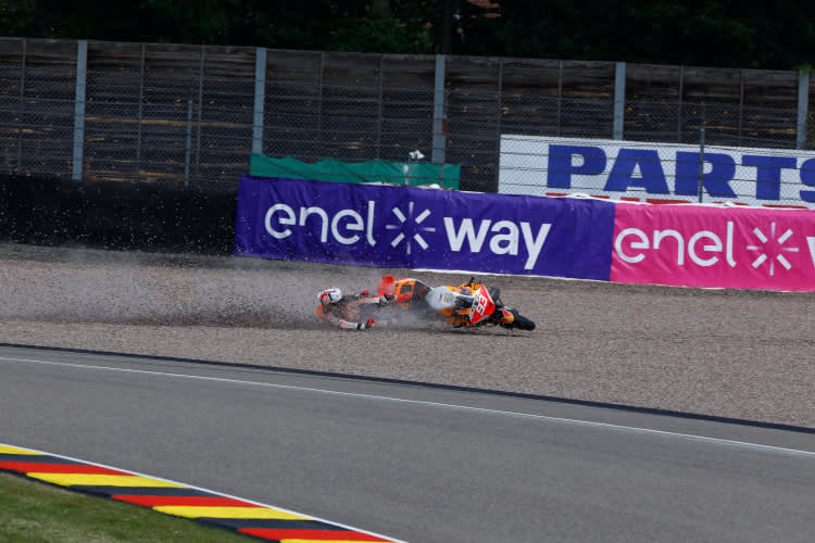Allein auf dem Sachsenring stürzte Marc Márquez fünf Mal