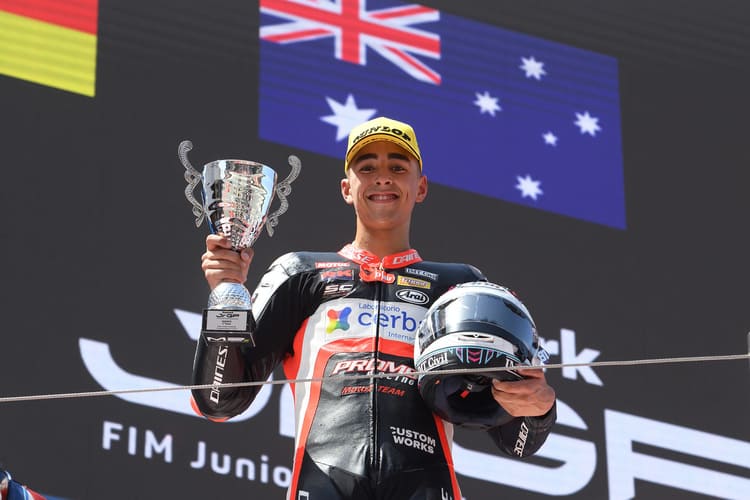 Senna Agius beim Moto2-EM-Sieg in Barcelona