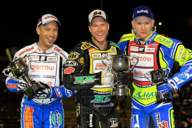 Die Top-3 von Auckland (v.l.): Nicki Pedersen, Martin Smolinski und Krzysztof Kasprzak