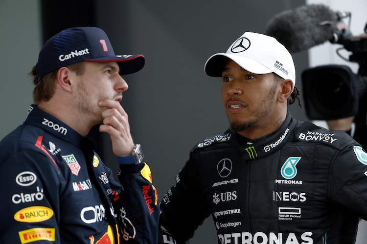 Max Verstappen und Lewis Hamilton