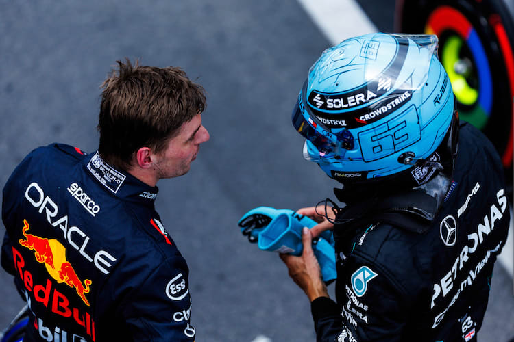 Max Verstappen mit George Russell