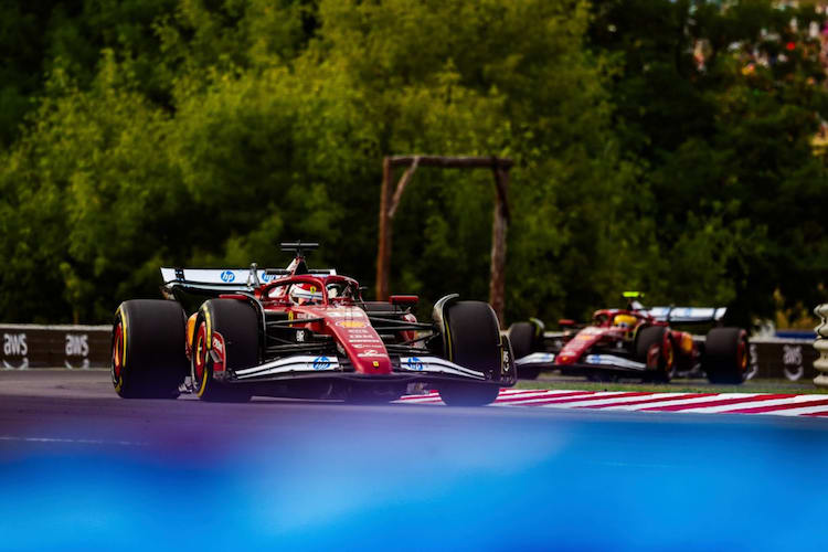 Charles Leclerc scharf wir ungarische Paprika, Lewis Hamilton unscharf unter ferner liefen