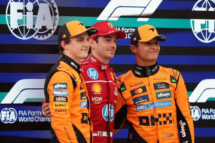 Oscar Piastri, Charles Leclerc und Lando Norris