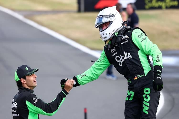 Gabriel Bortoleto und Nico Hülkenberg in Silverstone