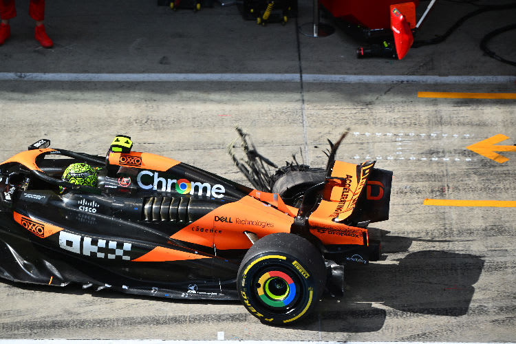 Weiterfahren unmöglich: Der McLaren von Lando Norris in Spielberg. In Silverstone möchte er vor seinem Heimpublikum alles geben