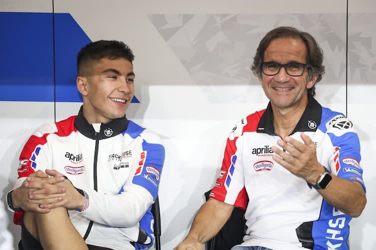 Personalgespräch. Raul Fernández mit seinem Boss Davide Brivio