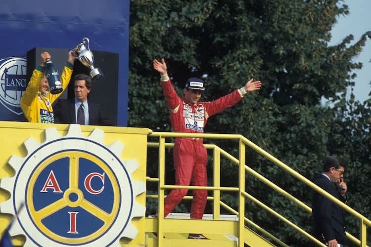 Michael Schumacher und Ayrton Senna 1992 in Monza